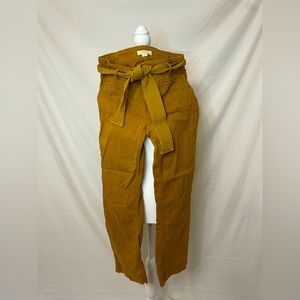 Ann Taylor LOFT mustard color pants with tie detail, size 6, EUC